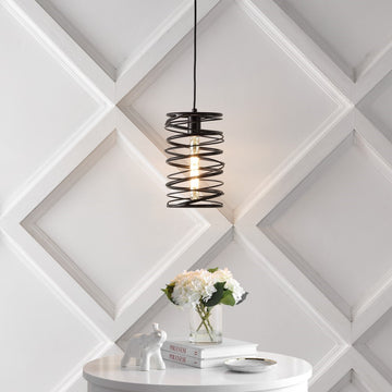 Helisa 7.25" Modern Contemporary Iron Spiral LED Pendant - JONATHAN Y